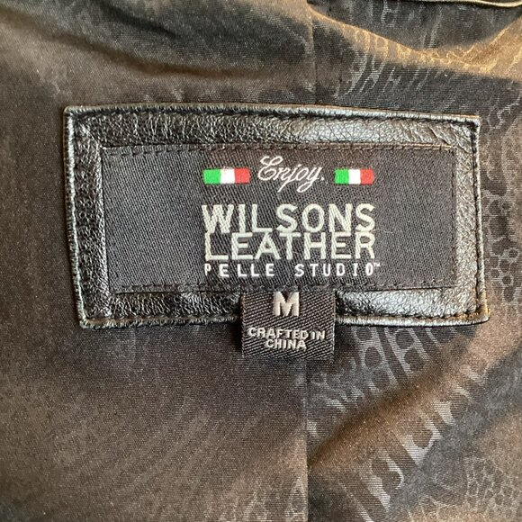 Wilsons Leather Pelle Studio Womens Medium Long Italian Leather Trench Coat Blac - Picture 10 of 13